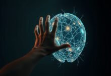 Illustration of a human rejecting a robot hand, representing AI public trust issues and consumer backlash.