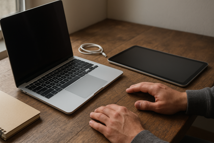 Aluminium OS concept showing Android and ChromeOS-inspired interfaces on a laptop and tablet