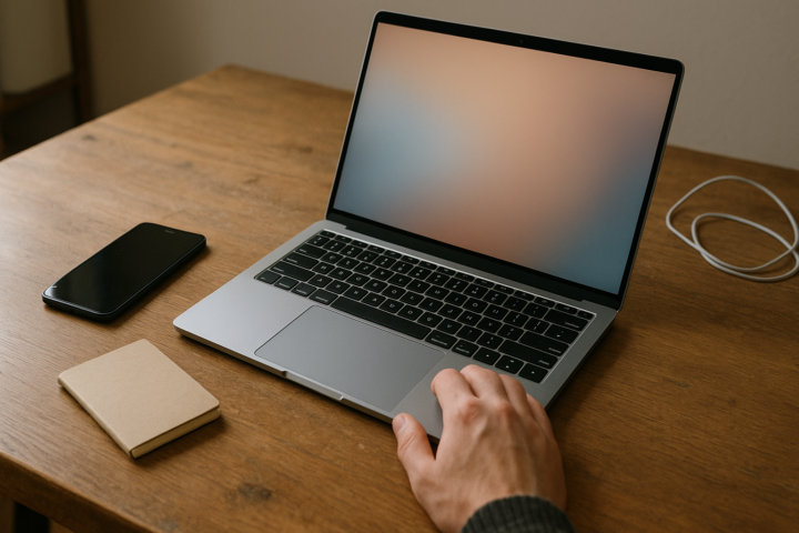 Aluminium OS concept shown on a sleek laptop with a subtle Gemini-inspired AI interface