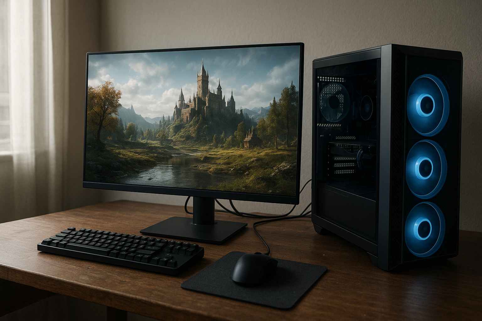 AMD FSR Redstone AI upscaling visualization on a gaming monitor