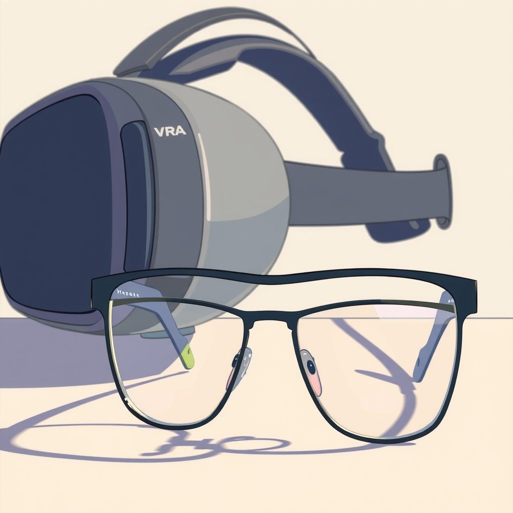 Apple Siri Vision Pro layoffs - A conceptual image showing a heavy VR headset fading into the background while a sleek p