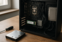 Best internal hard drives arranged beside a desktop PC with storage specifications displayed
