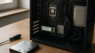 Best internal hard drives arranged beside a desktop PC with storage specifications displayed