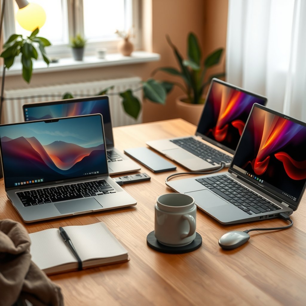 Best laptops 2026 lineup featuring premium, Windows, Apple, and gaming notebooks on a modern desk
