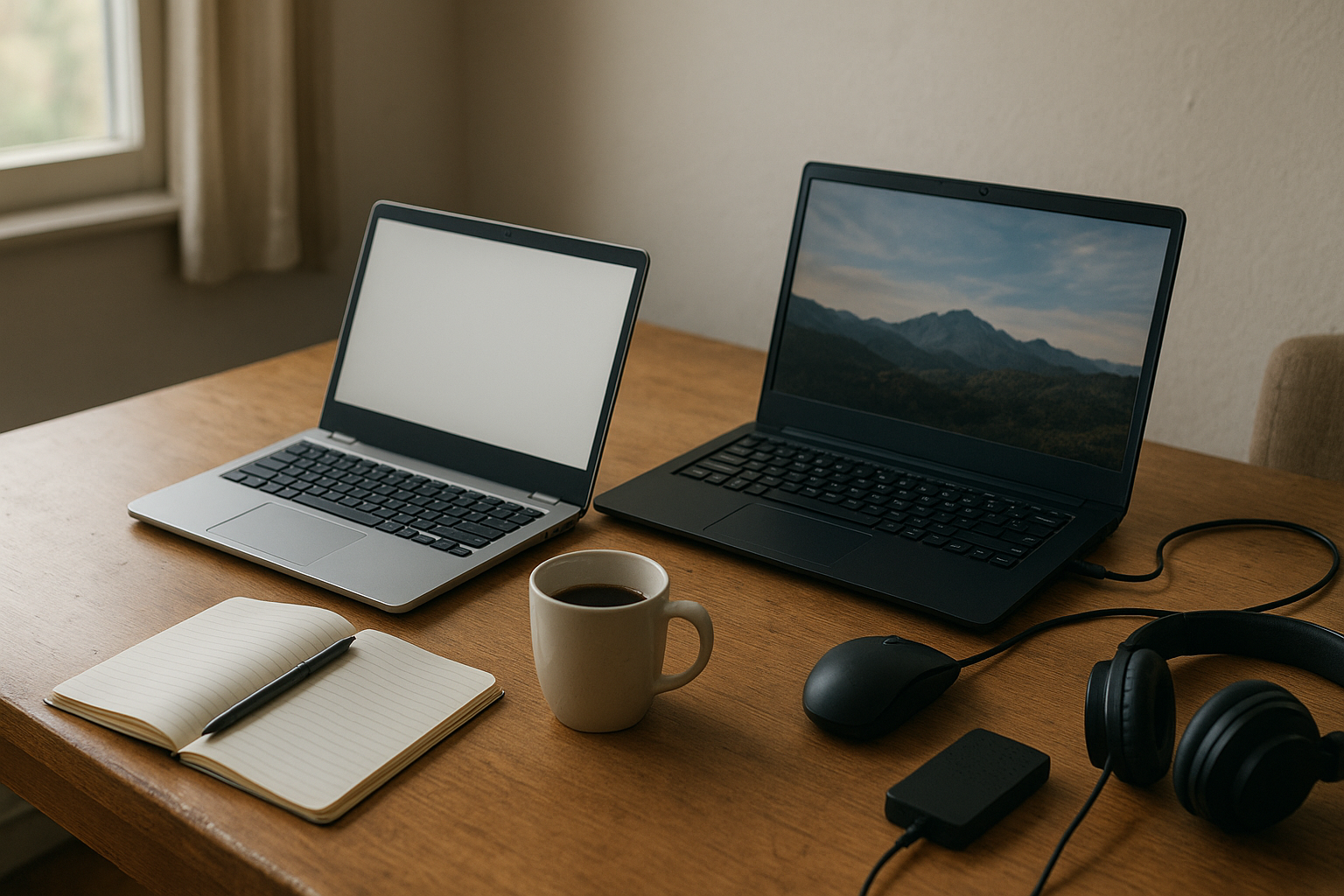 Chromebooks vs Windows 11 comparison shown on two laptops