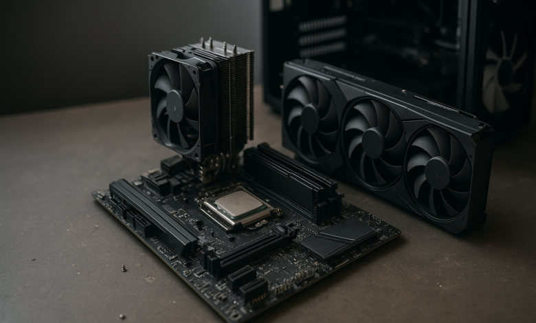 Intel Core Ultra 9 285K review setup with Arrow Lake processor and desktop PC components