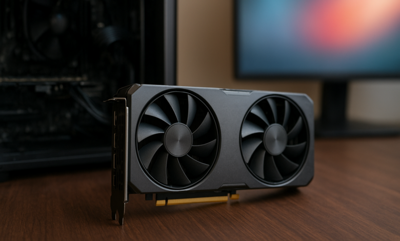 Intel Arc B580 review image showing an Intel Battlemage graphics card installed in a gaming PC