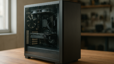 Lian Li O11 Vision review case displayed in a completed desktop PC build