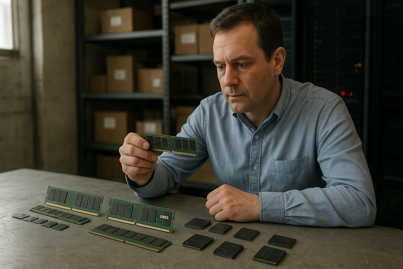 Memory market prices represented by RAM modules beside a global pricing chart
