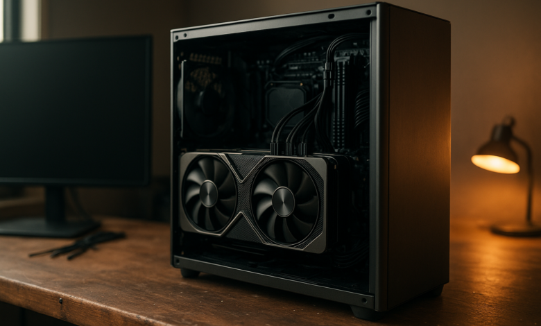 RTX 5090 review graphic card displayed in a modern gaming PC setup