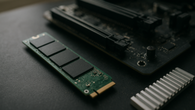 Samsung 990 EVO Plus review SSD shown beside a motherboard M.2 slot