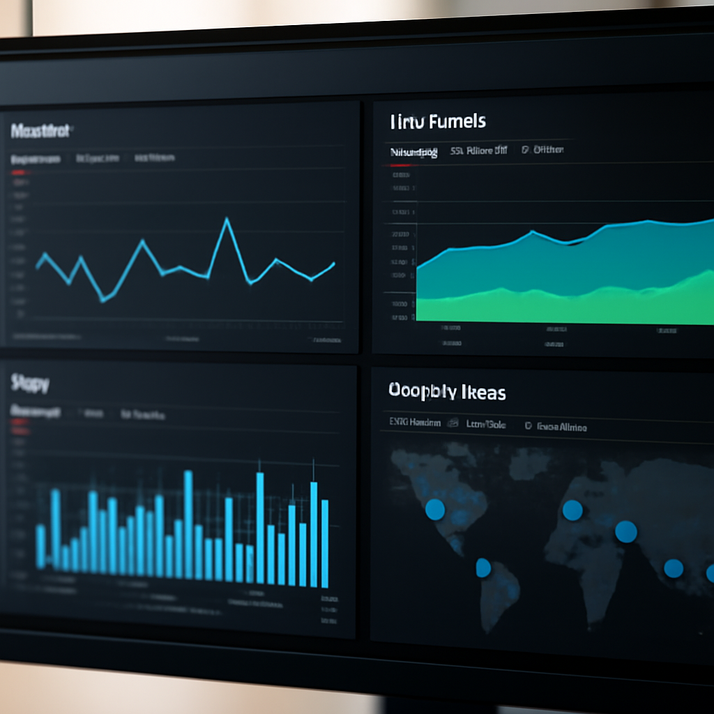 a close-up photorealistic view of cloud deployment dashboards showing functions, containers, logs, and regional traffic