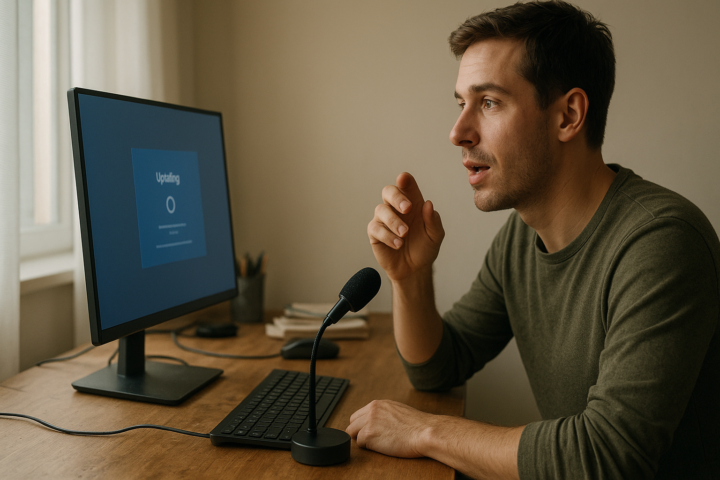 Windows 11 August update screen showing an app launching quickly on a desktop monitor