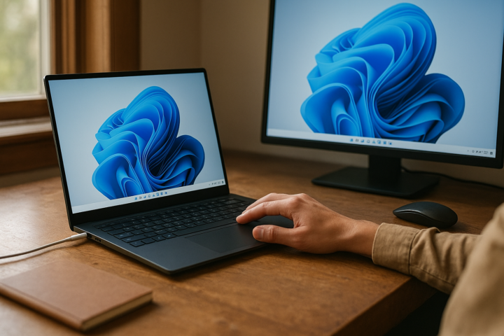 Windows 11 performance dashboard displayed on a modern desktop monitor