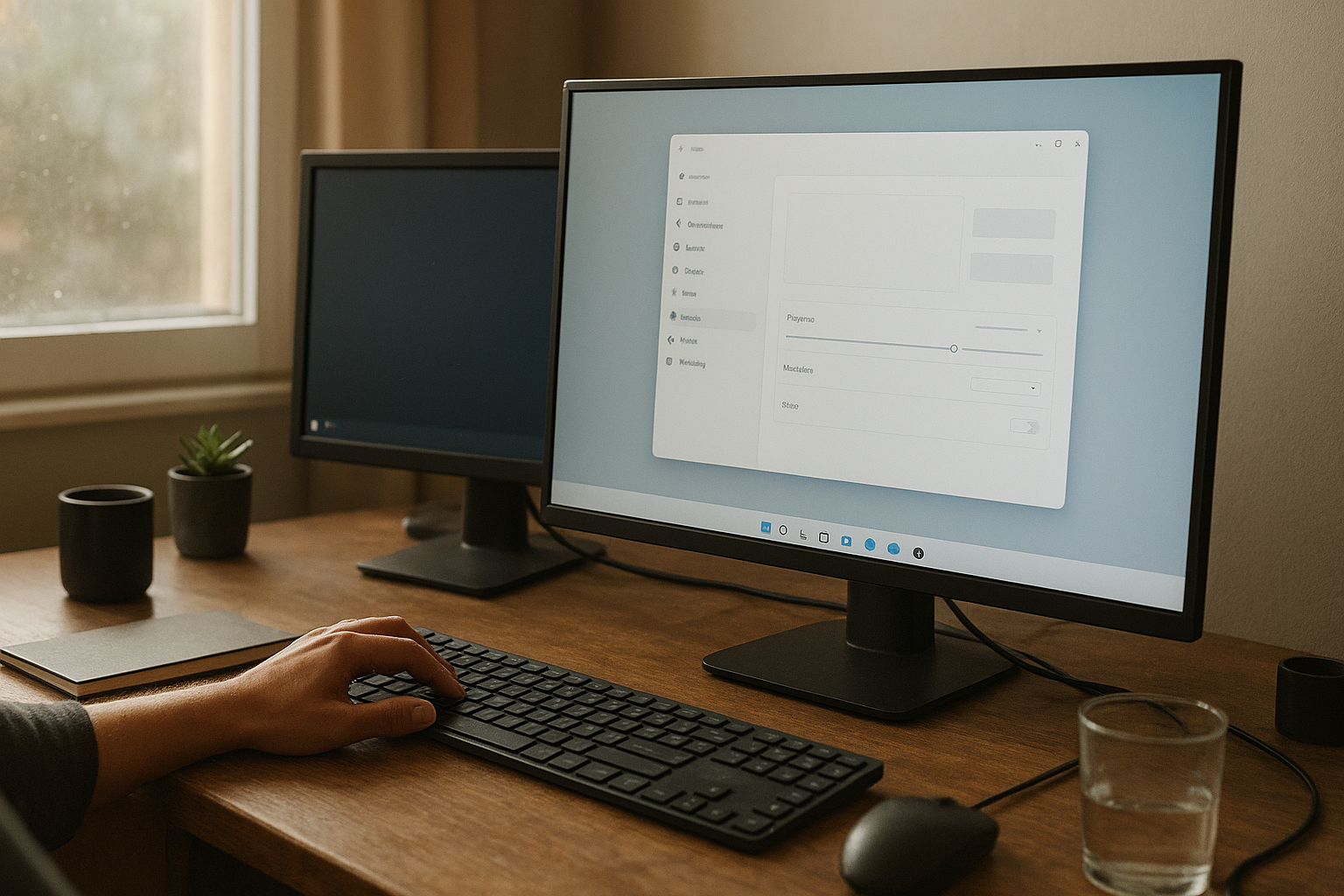 Windows 11 taskbar overhaul shown on a modern desktop with updated customization options