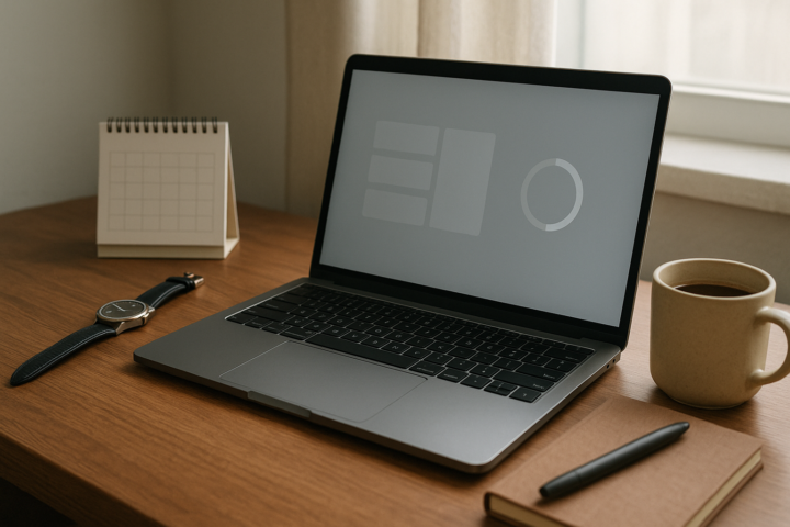 Windows 11 update control settings displayed on a laptop screen beside a calendar and restart notification